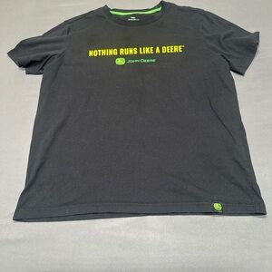 John Deere T-Shirt Black Front Logo Size Large Short Sleeve Cotton Men's Tractor